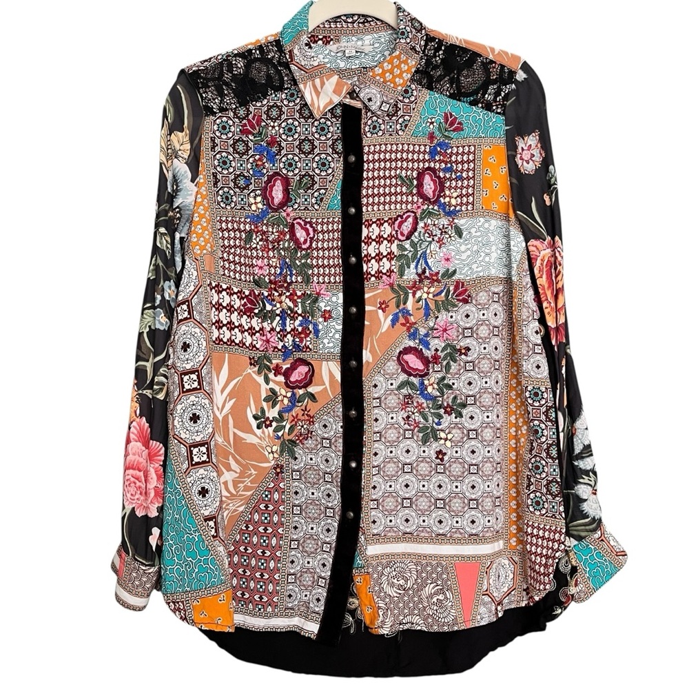 John Mark Floral Patchwork Embroidered Beaded But… - image 2